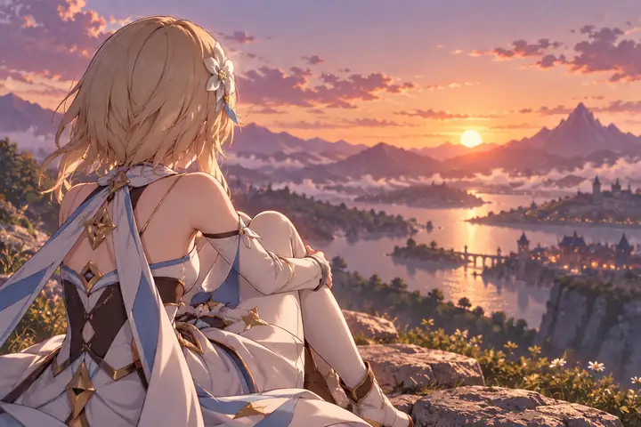 Blue-eyed anime character with short dark hair in a softly lit room